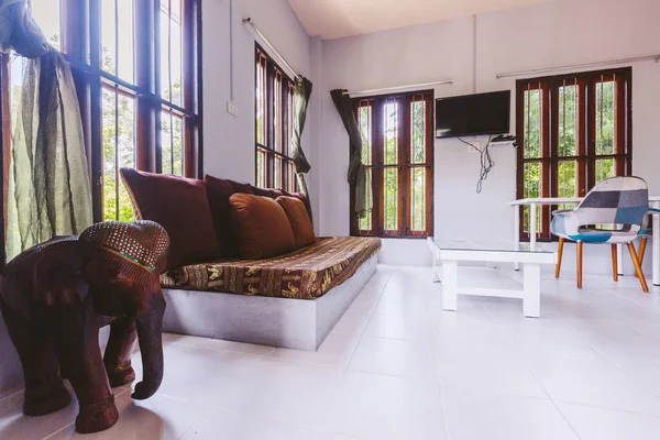 Tropical luxury villa interior, living room