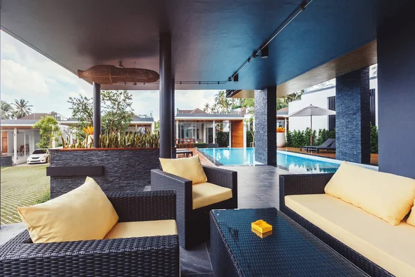 Trópusi Nyári Luxus Villa Belső Kültéri — Stock Fotó
