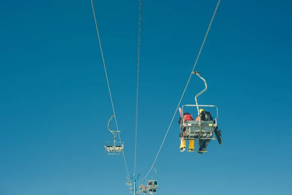 Skilift Slop Het Skigebied Van Bergen — Stockfoto