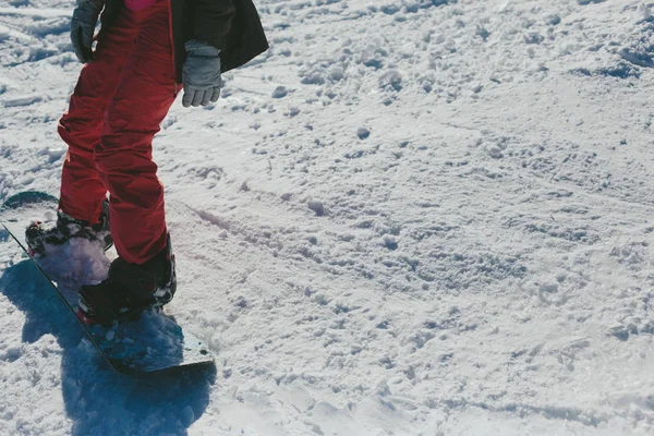 Snowboarder Legs Board Snow — Stock Photo, Image