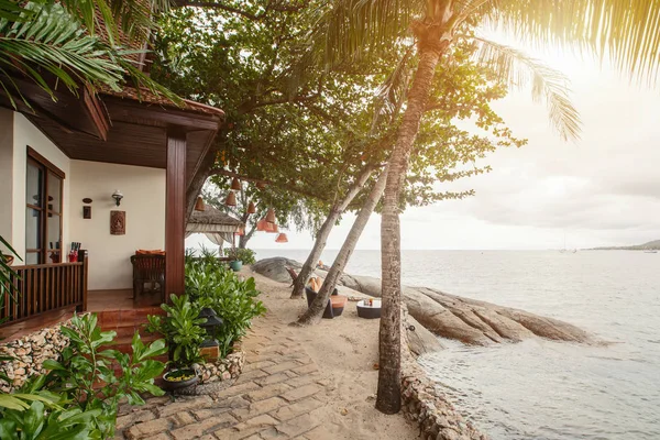 Luxe Hotel Huis Terras Uitzicht Zee — Stockfoto