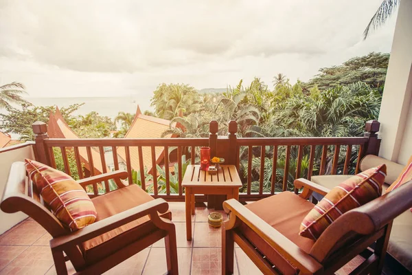 Luxury Hotel Room Terrace Sea View — Stock Photo, Image