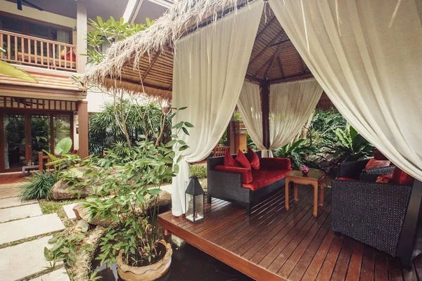 Interieur Van Tropische Alkoof Luxe Hotel Resort Buiten Met Tropische — Stockfoto