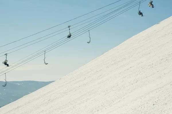 Remontées Mécaniques Dans Station Ski Montagne — Photo