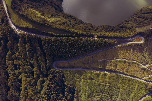 Чудовий Краєвид Озеро Ліси Азорському Морі Португалія — стокове фото