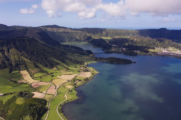 Beautiful Lake Aerial View Azores Portugal Europe — Stock Photo, Image