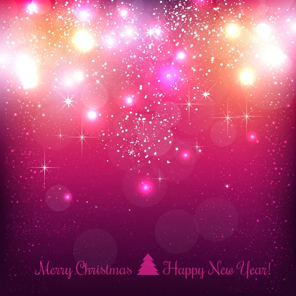 Fondo colorido Feliz Navidad con copos de nieve, luz, estrellas. Ilustración vectorial. Navidad. — Archivo Imágenes Vectoriales