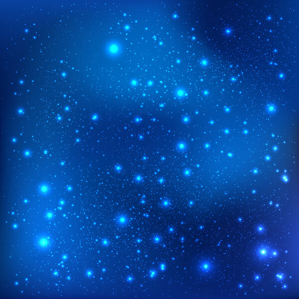 Dark blue galaxy background with light, stars. Vector Illustration. Xmas and New Year