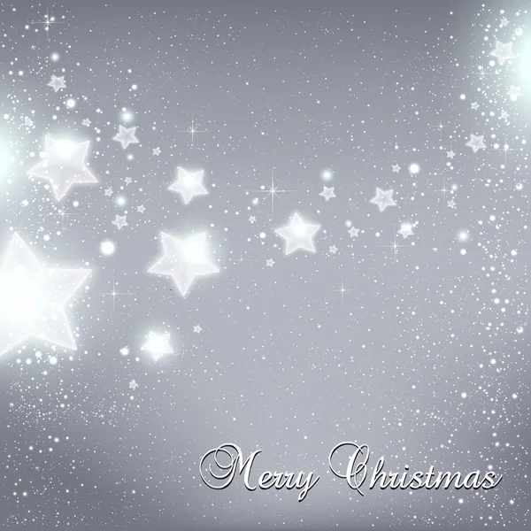 Navidad y Año Nuevo estrellas para la celebración sobre fondo gris con puntos claros, copos de nieve. Ilustración vectorial eps. Tarjeta de Navidad — Vector de stock