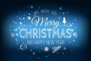 Noel ve yeni yıl kar taneleri, ışık, tatil zemin üzerine yazım yıldız. Vektör çizim. Noel kartı