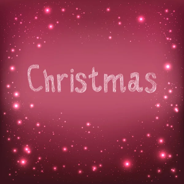 Natale e Capodanno Tipografico su sfondo natalizio lucido con fiocchi di neve, luce, stelle. Illustrazione vettoriale. Biglietto natalizio — Vettoriale Stock