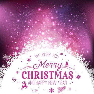 Noel ve yeni yıl kar taneleri, ışık, tatil zemin üzerine yazım yıldız. Vektör çizim. Noel kartı