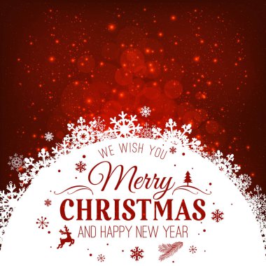 Noel ve yeni yıl kar taneleri, ışık, tatil zemin üzerine yazım yıldız. Vektör çizim. Noel kartı