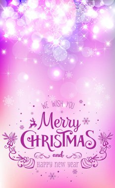 Noel ve yeni yıl kar taneleri, ışık, tatil zemin üzerine yazım yıldız. Vektör çizim. Noel kartı