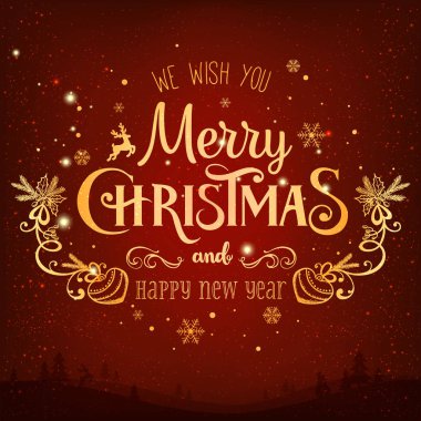 Yılbaşı ve yeni yıl arkaplanlarında kar taneleri, ışık ve yıldızlı kış manzaraları var. Xmas kartı. Vektör İllüstrasyonu