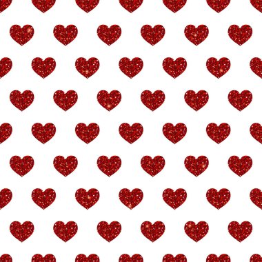 Vektör sorunsuz arka plan - kırmızı Glitter kalpler. tasarlamak vektör