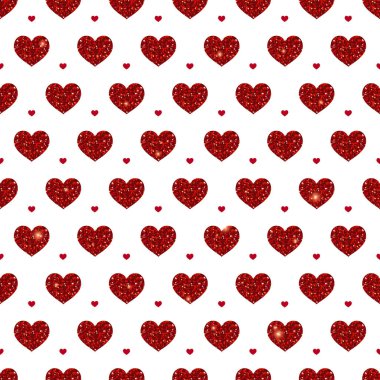 Vektör sorunsuz arka plan - kırmızı Glitter Kalpler