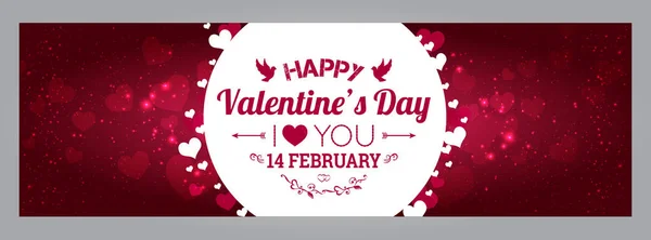 Šťastný Valentýn přání. Miluju tě. 14. února. Dovolená pozadí s srdce, světla, hvězd. Vektorové ilustrace. — Stockový vektor