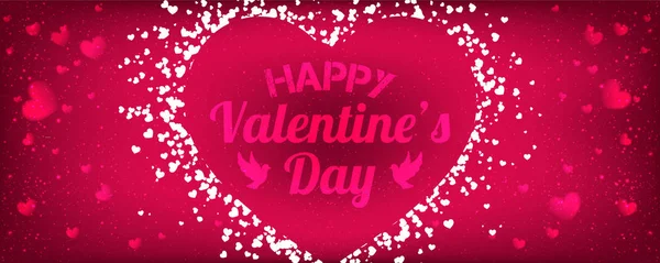 Feliz tarjeta de felicitación del día de San Valentín. Te amo. 14 de febrero. Fondo de vacaciones con corazones, luz, estrellas. Ilustración vectorial . — Archivo Imágenes Vectoriales