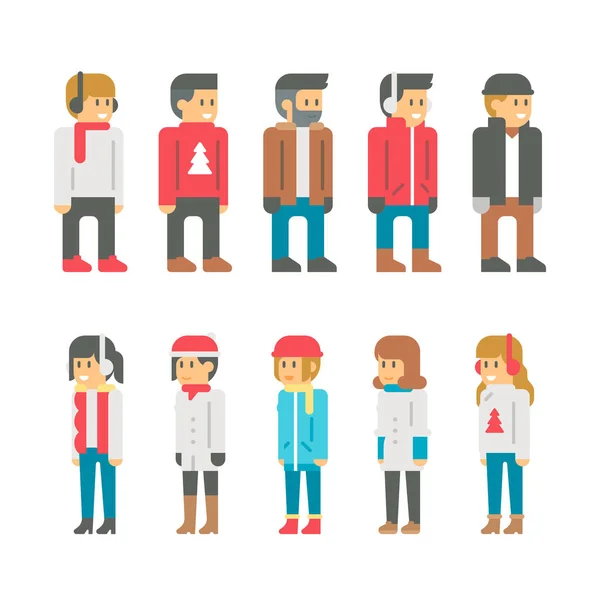 Flat design winter people — Stock Vector