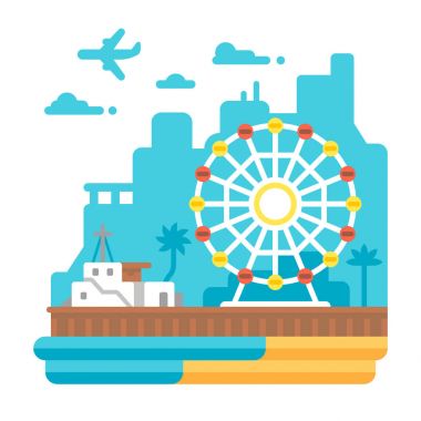 Düz Santa Monica Pier Tasarla