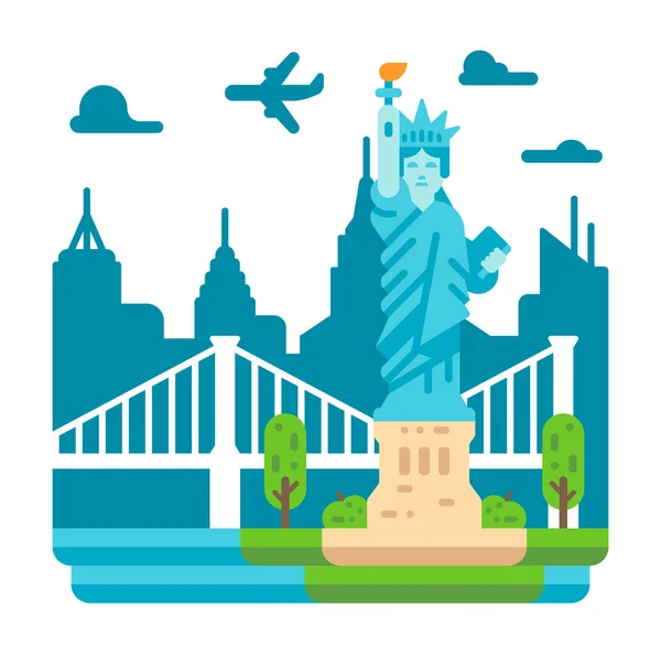 Flat design Liberty statue New York — Stock Vector