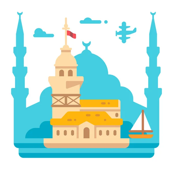 Düz tasarım Kız Kulesi Istanbul — Stok Vektör
