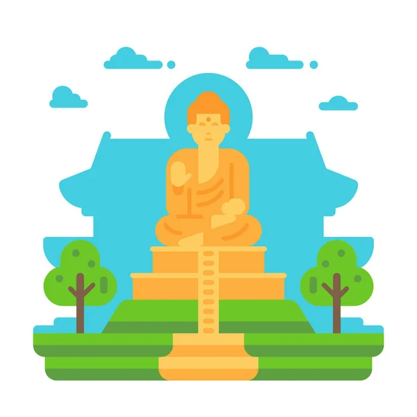 Diseño plano Tian Tan Buddha — Archivo Imágenes Vectoriales