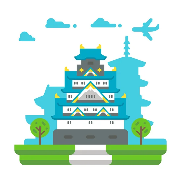 Замок Осака плоский дизайн — стоковий вектор