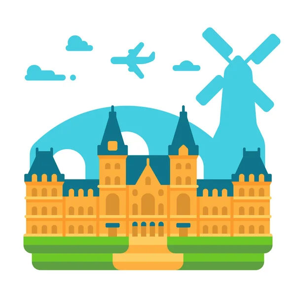 Flat design Rijksmuseum Amsterdam Stock Ilustrace