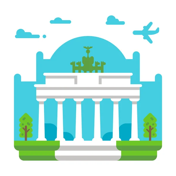 Diseño plano Puerta de Brandenburgo — Vector de stock