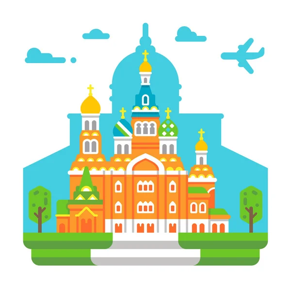 Flat design Church of the Savior on Blood — Stock Vector