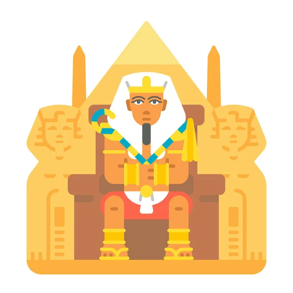 Faraon sedící na trůnu kreslený design — Stockový vektor