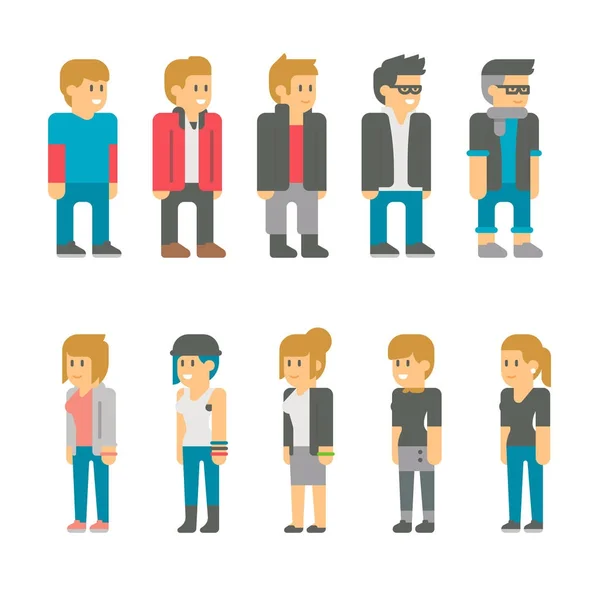 Flat design teen étudiants ensemble — Image vectorielle