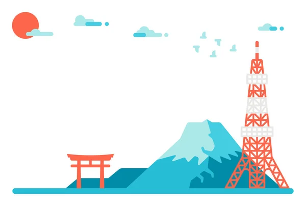 Flat design Japon repères fond — Image vectorielle