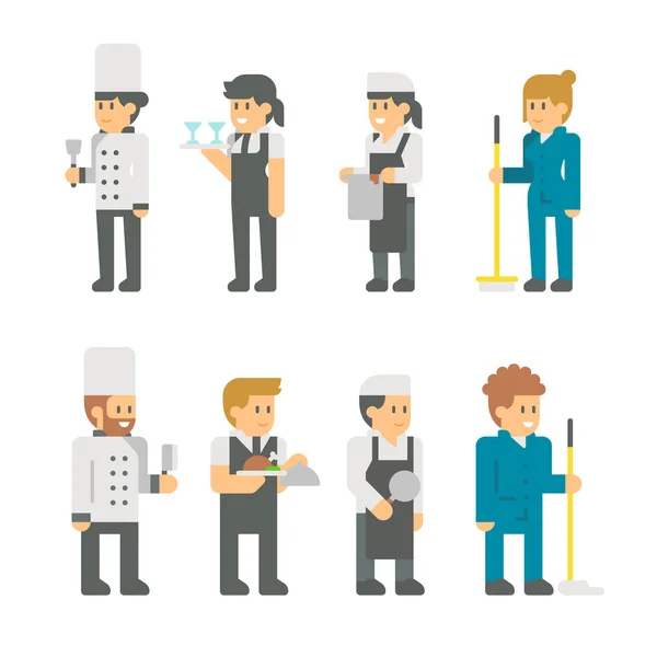 Personnel de restaurant design plat — Image vectorielle