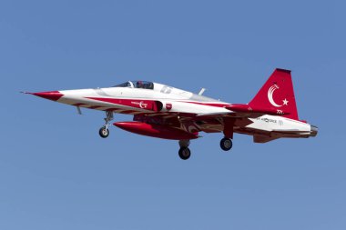 Luqa, Malta 21 Eylül 2017: Northrop (Canadair) Nf-5a-2000 (Cl-226) Türk Hava Kuvvetleri görüntülemek takım Türk Mia 2017 yılında gelecek hafta sonu katılmak için gelen yıldızlar.