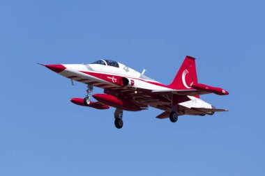 Luqa, Malta 21 Eylül 2017: Northrop (Canadair) Nf-5a-2000 (Cl-226) Türk Hava Kuvvetleri görüntülemek takım Türk Mia 2017 yılında gelecek hafta sonu katılmak için gelen yıldızlar.