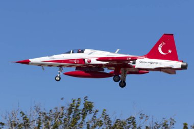 Luqa, Malta 21 Eylül 2017: Northrop (Canadair) Nf-5a-2000 (Cl-226) Türk Hava Kuvvetleri görüntülemek takım Türk Mia 2017 yılında gelecek hafta sonu katılmak için gelen yıldızlar.