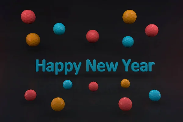 Šťastný nový rok s textem a fantasy míč — Stock fotografie