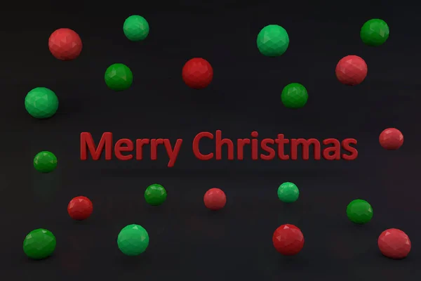 Merry christmas 3d text with color balls — Stock Photo, Image