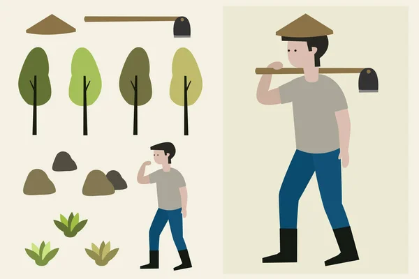 resimde çiftçi adam bir çapa ile.