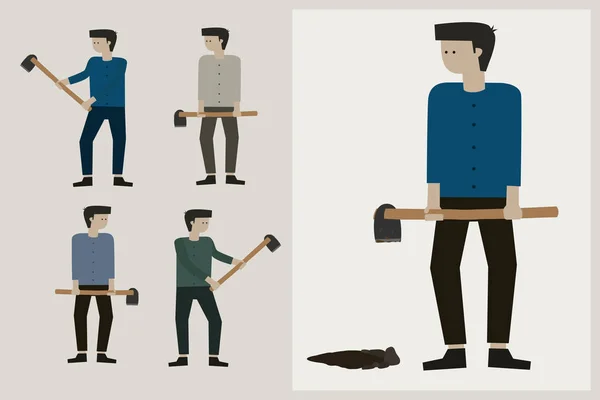 Bir kürek kazma tutan adam.