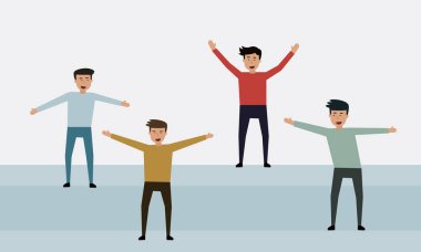 İnsan ve arkadaş mutlu eylem, başarı iş iş kutlama.