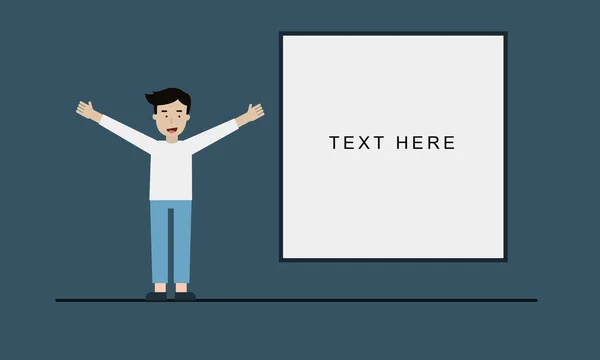 Beyaz tahta kopya alanı ile iş adamı