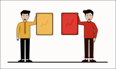 İşçi iş adamı sunulması iş büyüme grafiği