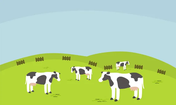 Granja Vacas Las Praderas Vista Montaña — Vector de stock