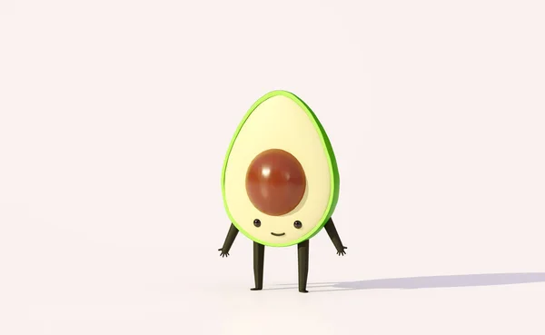 Aguacate Fruta Lindo Personaje Dibujos Animados Ilustración Render — Foto de Stock