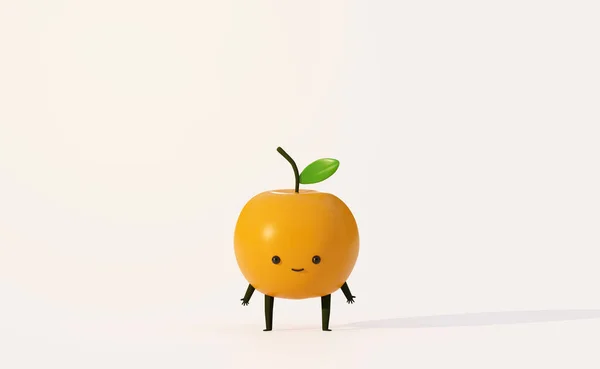 Laranja Fruta Bonito Personagem Desenho Animado Ilustração Renderização — Fotografia de Stock