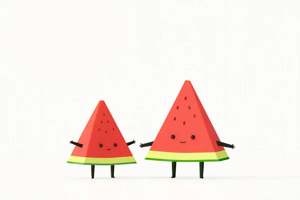 water melon and friend 3d cartoon character. ,3d illustration render.